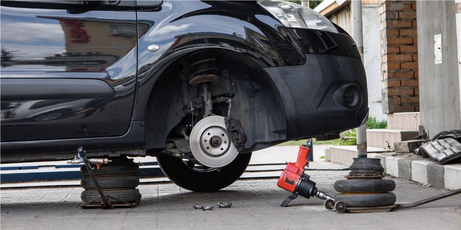 Steering and suspension component repair on a truck